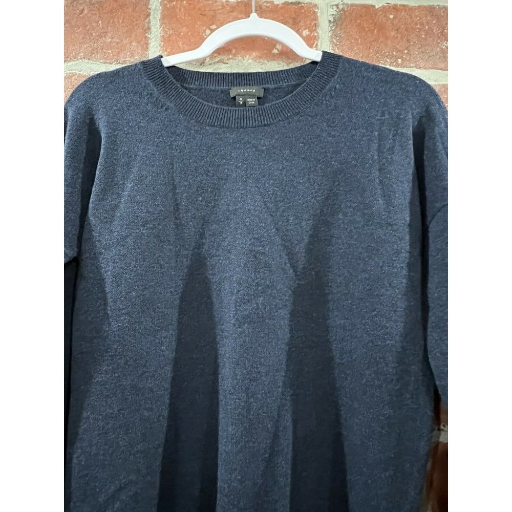 Theory %100 Pure Cashmere Crew Sweater Navy Mens Size Small $300 - Picture 3 of 8